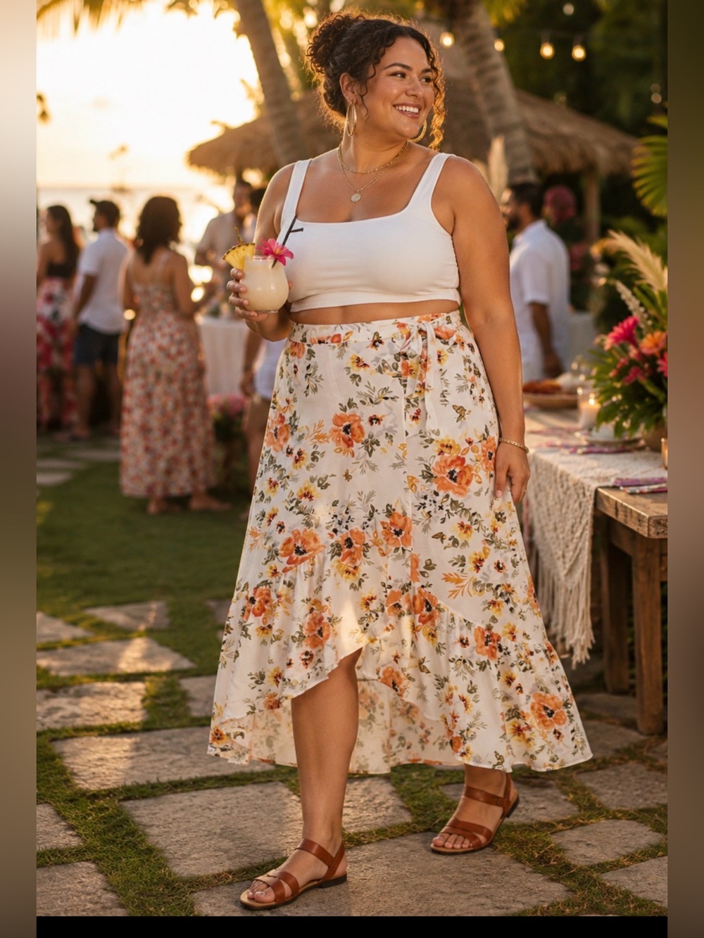 Torrid Floral 🌼 Butterfly 🦋 Print Hi-Low Wrap Skirt | Size 3 (3X) Boho Maxi - Picture 2 of 6